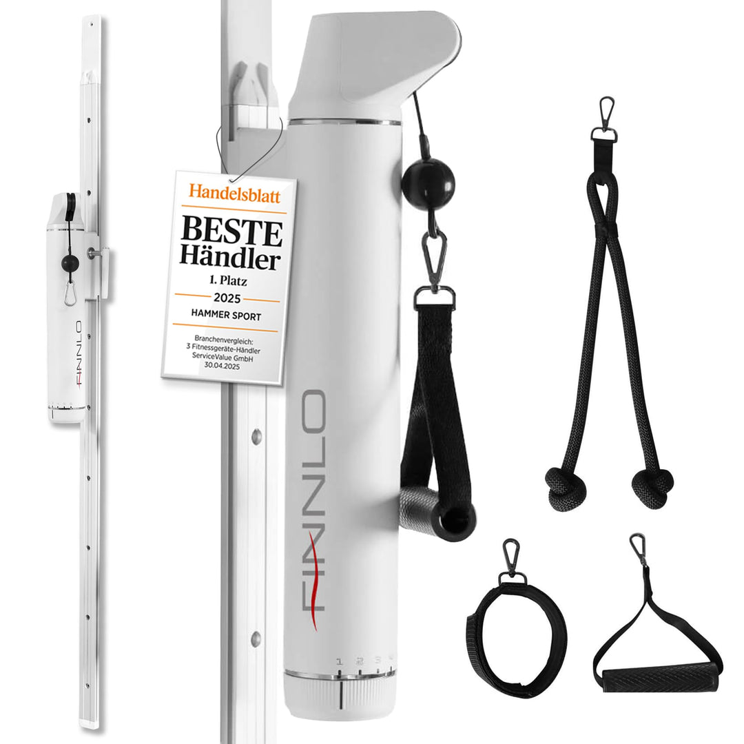 HAMMER Finnlo Kraftstation CablePull, Kabelzug-Trainer, 6 Widerstandsstufen, 146 cm Profi-Seilzuglän