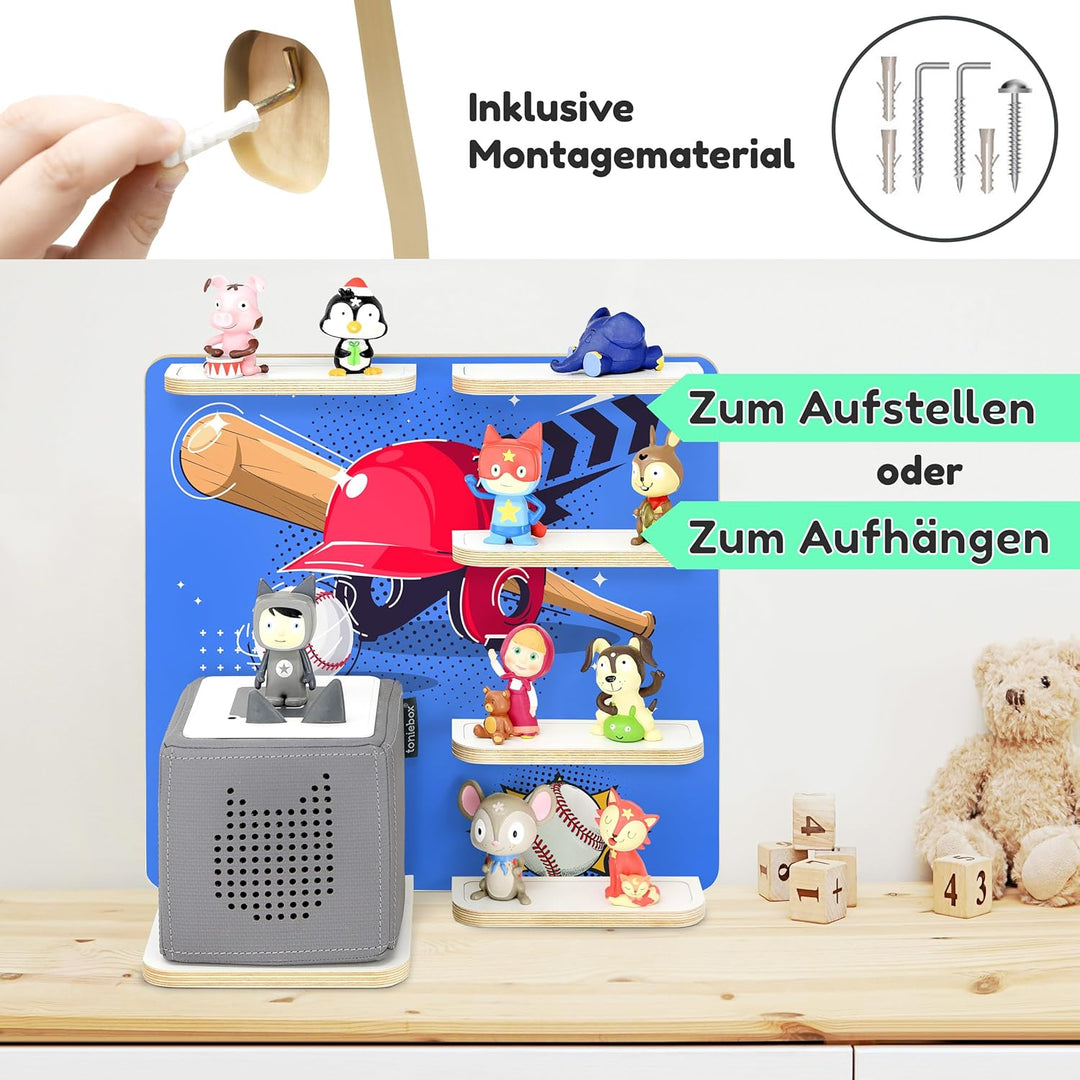 stadtecken Holzregal für Musikbox – Passend für Toniebox & ca. 35 Tonies | Perfekte Aufbewahrung für