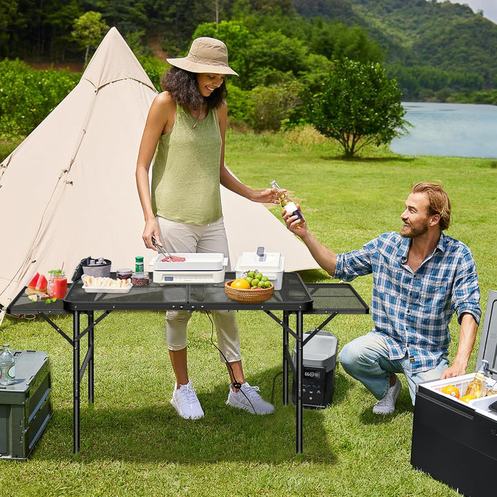 UISEBRT Faltbarer Campingtisch Klappbar Gartentisch Leicht und Tragbar Kleiner Tisch Grilltisch mit