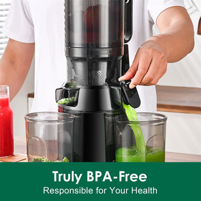 Fretta Entsafter Slow Juicer mit 135mm Öffnung,Entsafter Gemüse und Obst Testsieger,250W Mastizier-E