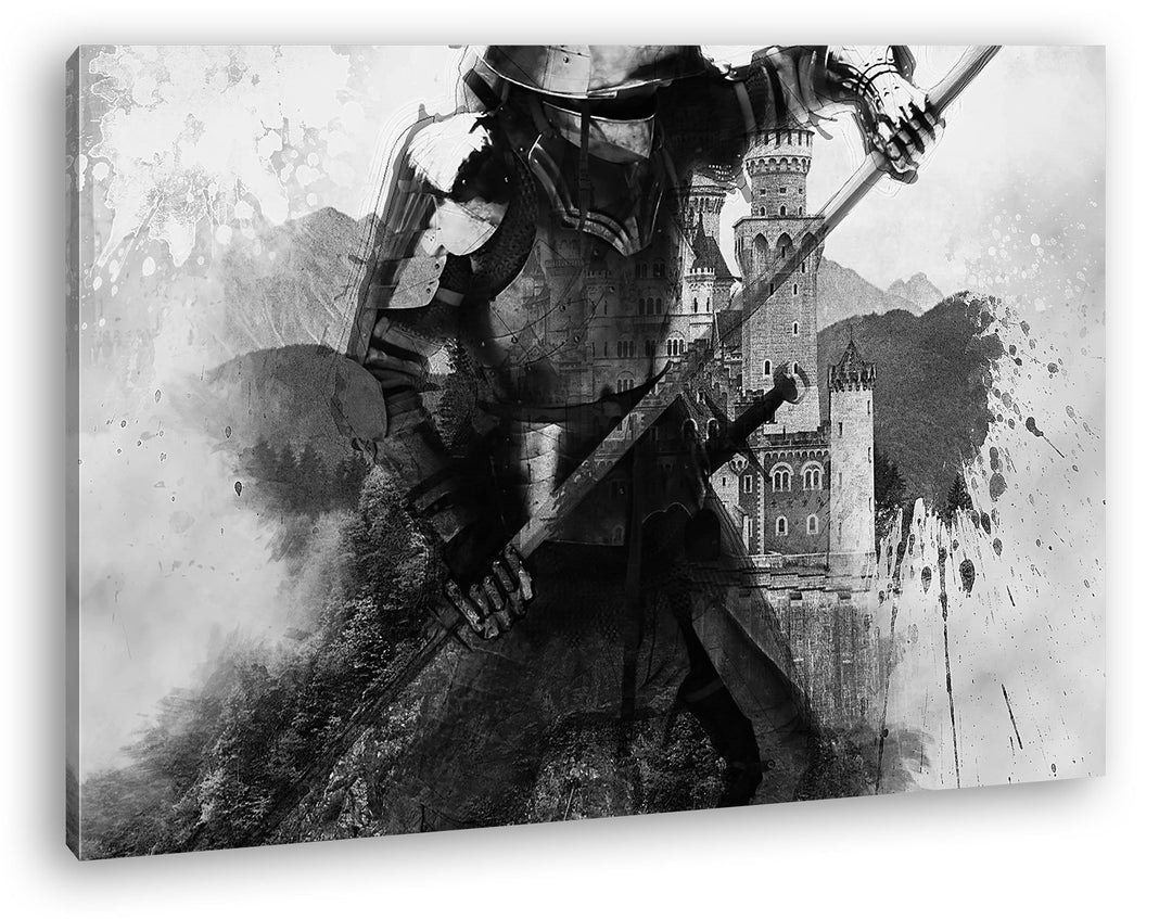 deyoli Mittelalter - Illustration Format: 100x70 Effekt: Schwarz/Weiss als Leinwandbild, Motiv ferti