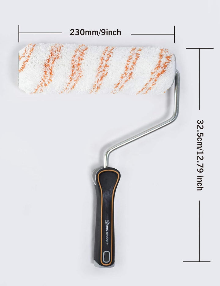 ROLLINGDOG 23 cm Farbroller Set mit 3 fusselfreien Mikrofaser-Rollenhüllen für Innen und Aussenfläch