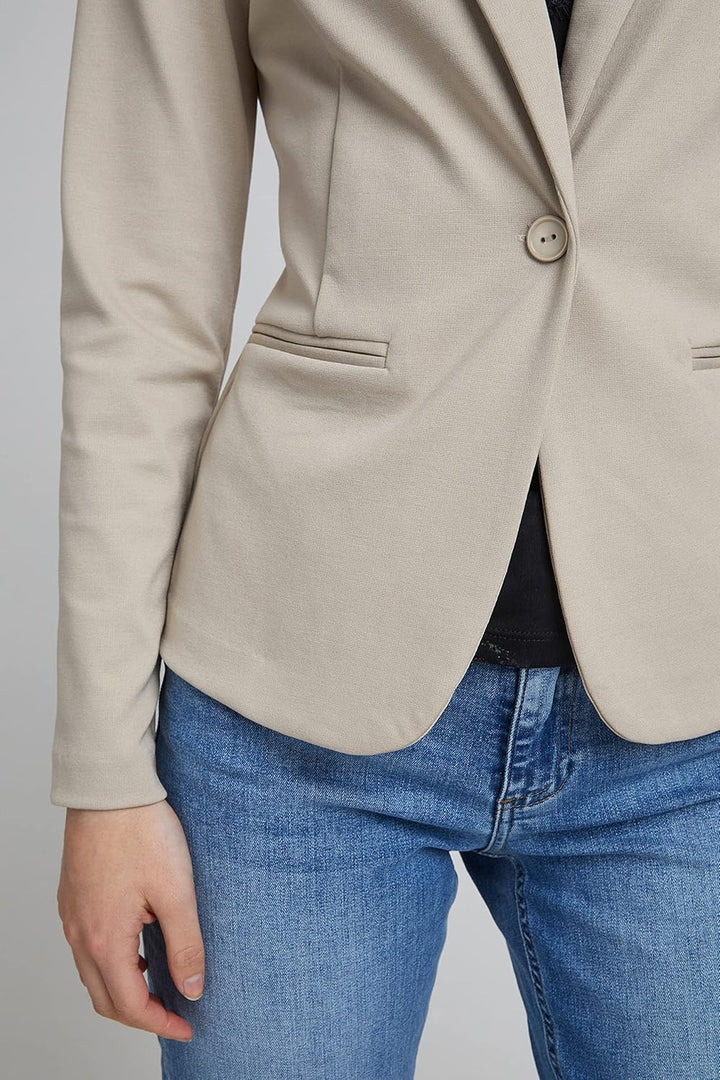 ICHI IHKATE BL Damen Blazer Kurzblazer Jacke EIN-Knopf-Blazer mit Stretch und Reverskragen XXL Doesk