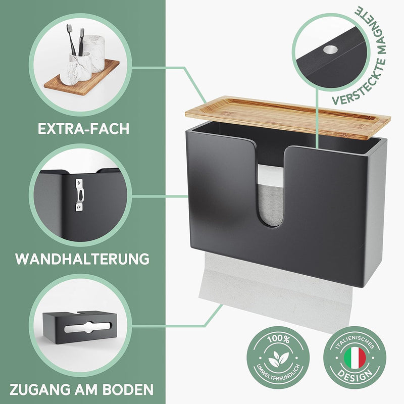 Nature Supplies Papierhandtuchspender aus Holz - Papierhandtuchhalter Mit Wandhalterung oder bei Tis