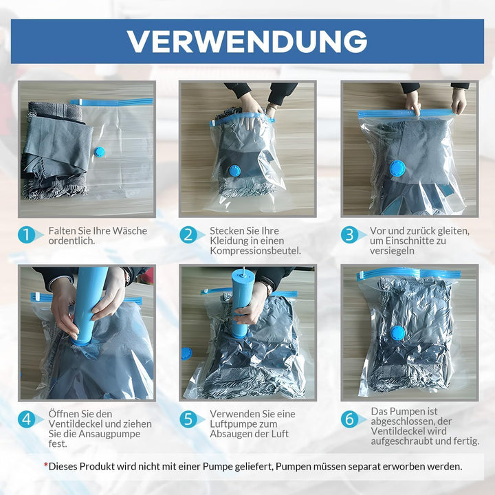 Vakuumbeutel für Kleidung Klein,Vacuum Bags for Clothing 10 Stück 40 x 60 cm –Aufbewahrungsbeutel Re