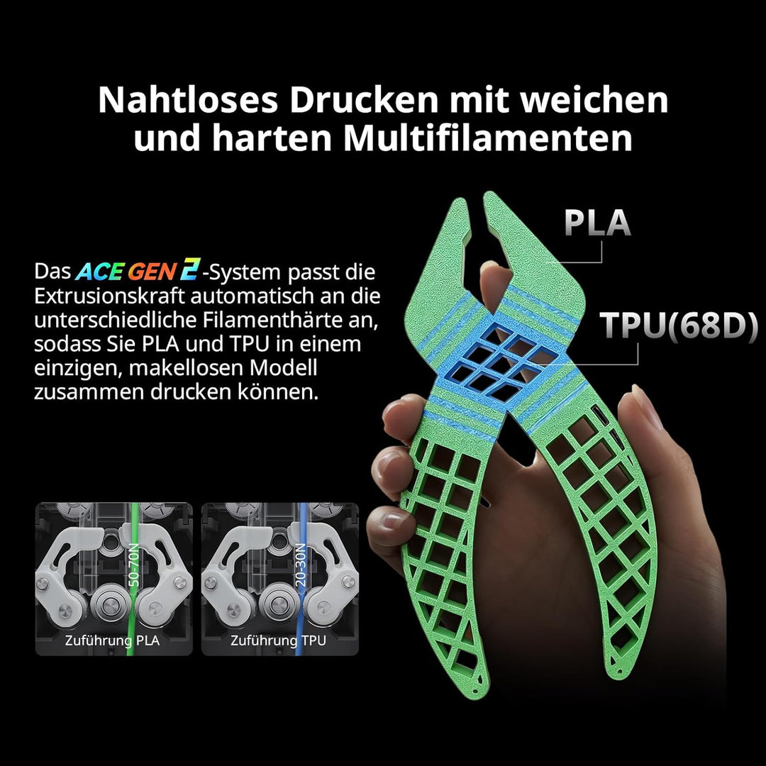Anycubic Kobra X 3D Drucker Mehrfarbig, Weicher und Harter Multifilamentdruck, Verbesserte Auto Leve