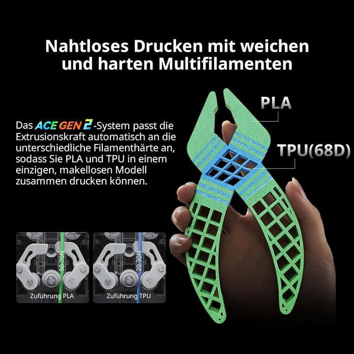 Anycubic Kobra X 3D Drucker Mehrfarbig, Weicher und Harter Multifilamentdruck, Verbesserte Auto Leve
