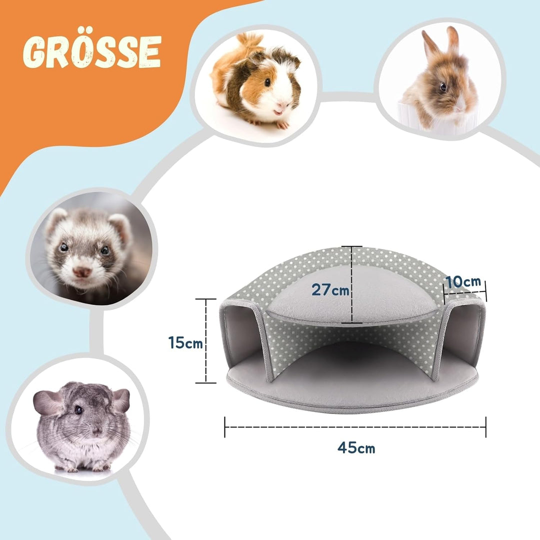 Dyrdekly Meerschweinchen Bett, Interaktiver Tunnel, Waschbares Meerschweinchen Zubehoer, Spielzeug f