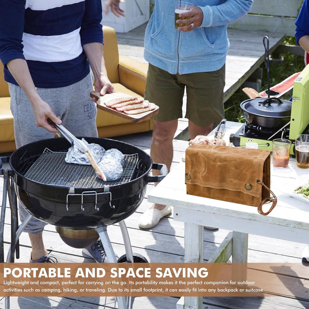 LEKEFETO Tragbare Gewürztasche aus Segeltuch mit 9 Gewürzgläsern, Camping Gewürzset für Outdoor, BBQ