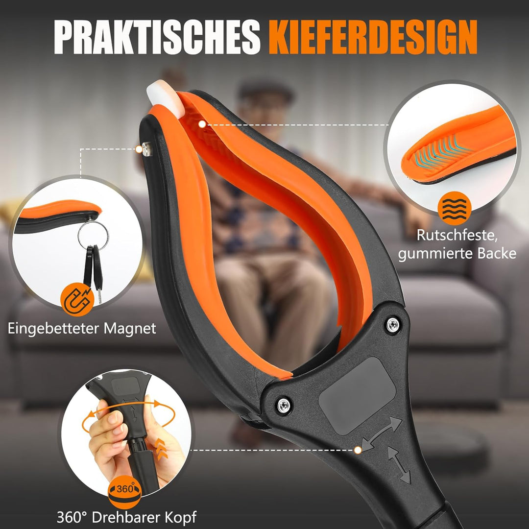 2 Stück Müllzange Greifzange 100 cm, 80 cm - Faltbare Müllgreifer - Drehbar Greifzange für Senioren