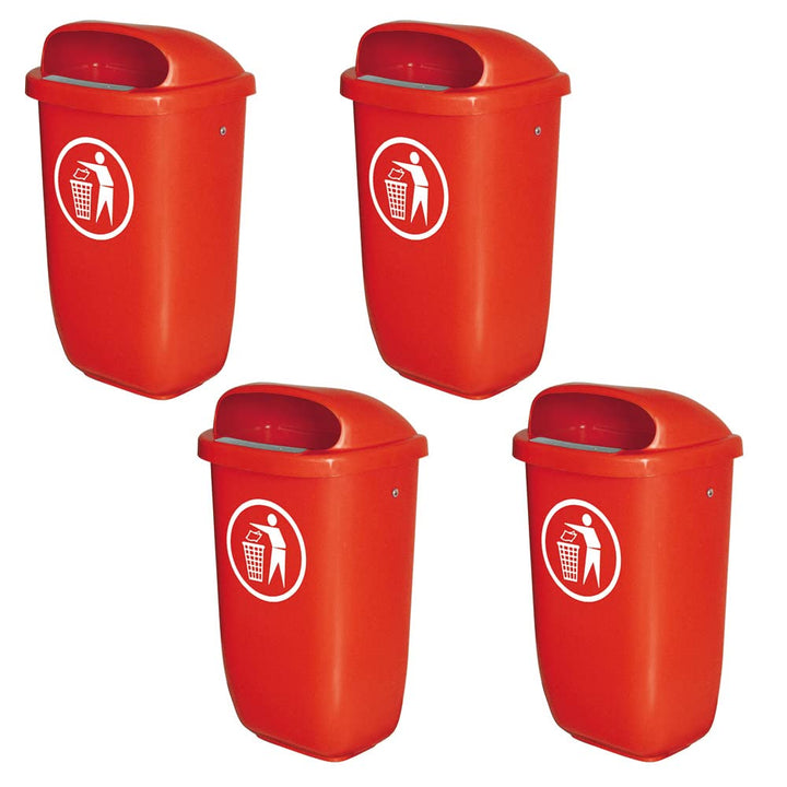 BRB 4 Abfallbehälter für den Aussenbereich, 50 Liter, nach DIN 30713 (rot), rot