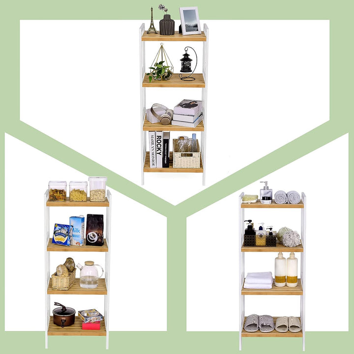 SONGMICS Bambus Regal, Küchenregal, Badregal, Bücherregal, Standregal mit 4 Ablagen, 31,5 x 45 x 111