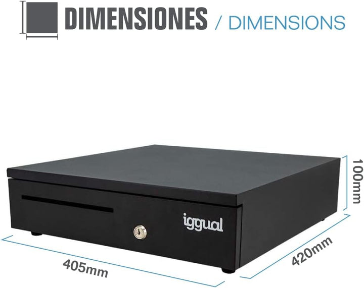 iggual - Geldkassette Abschliessbar IRON - 35 | Kassenschublade mit automatischer oder manueller Öff