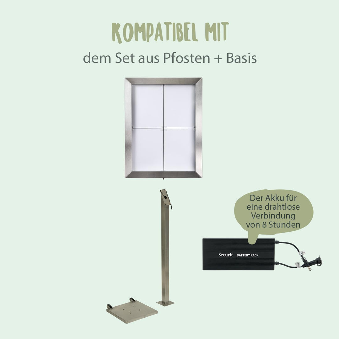 Securit MCS-4A4-LSS LED-Schaukasten Stainless Steel, 4 x DIN A4 Seiten 4x A4, 4x A4