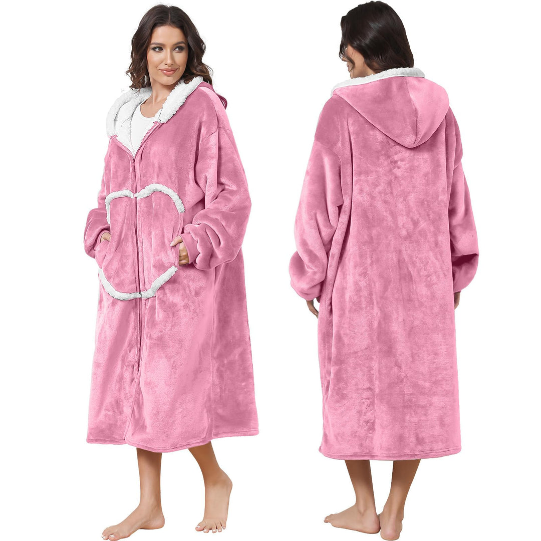 FEELJAM Decke mit Ärmeln und Kapuze, Kuscheldecke Hoodiedecken mit Reissverschluss und Taschen 120 R