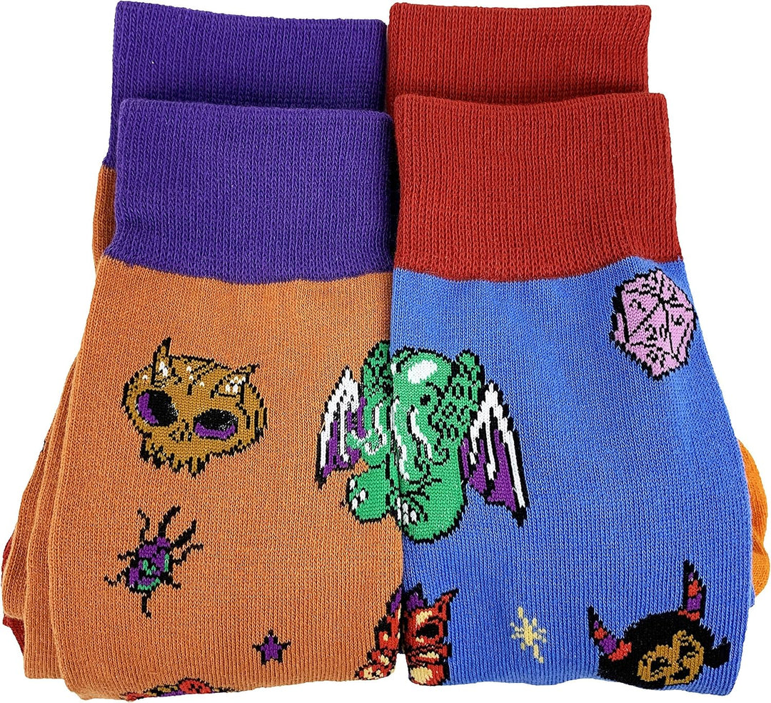 Fantasydice 2 Paar Cthulhu Eldritch lustige Socken für Männer dnd Geschenke Herren Socken Geschenke
