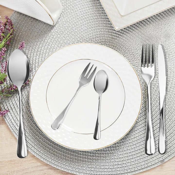 Besteck Set 6 Personen, 30 teilig Cutlery Set inkl. Messer, Gabel, Löffel, Besteckset Spiegelpoliert