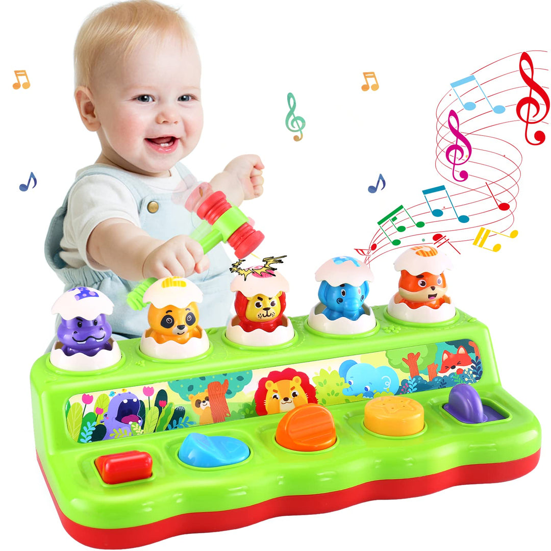 Yerloa Baby Spielzeug ab 1 Jahr – Montessori Klopfspielzeug mit Hammer, Musik &amp; Licht – Interaktives