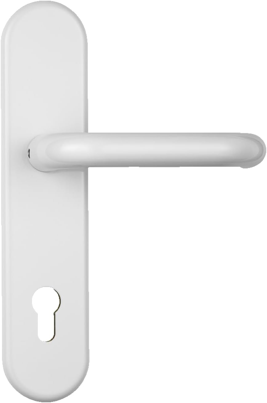 Abus HLZS814 W beidseitig Drücker EK Schutzbeschlag mit Zylinderschutz, rund, weiss, 12238 Weiss Bei