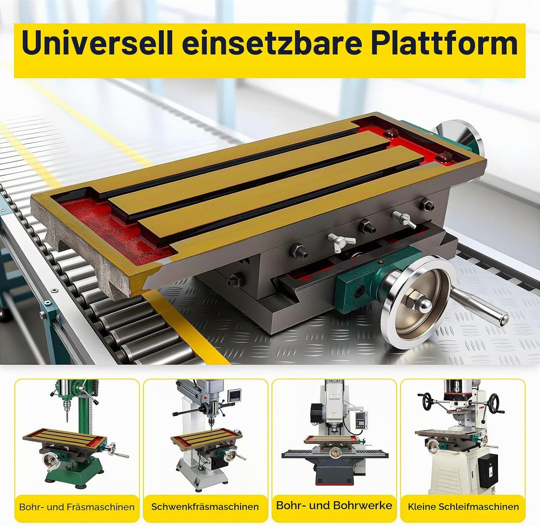 Kreuztisch 570x100mm, Frästisch, Koordinatentisch mit 270 mm X-Achse, 125 mm Y-Achse, 2‑achsiger Frä