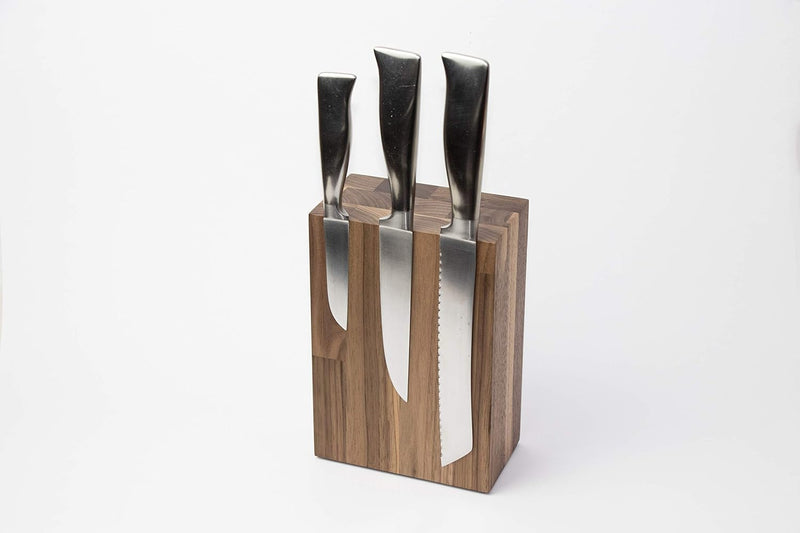 Schubica Messerblock BLOQ 701 unbestückt | Magnetblock Holz für 6 Messer | Nussbaum Messerleiste | M