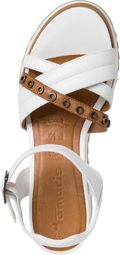 Tamaris Damen Sandalette 1-1-28311-20 F1/2-Weite 36 EU Cognac Weiss, 36 EU Cognac Weiss