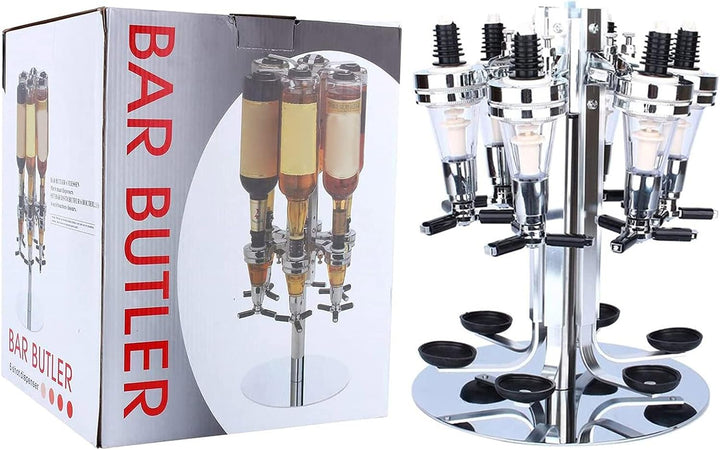 Wand Montierter 6-Flaschen-Ständer, Optischer Spender für Getränke, Wein, Stahl, Bar-Butler
