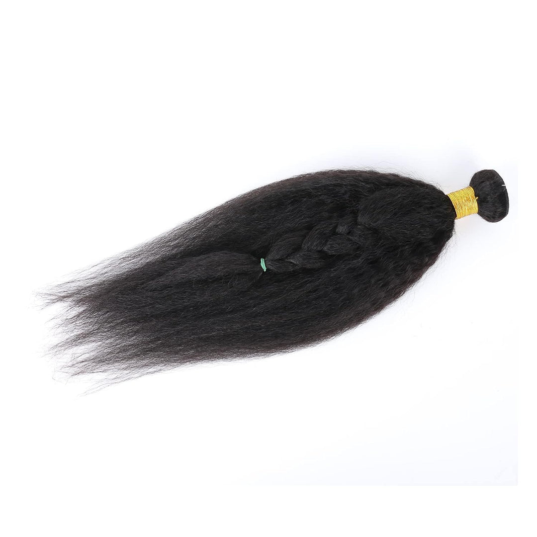 Kinky Straight Human Hair 1 Bundles Natural Black ，Yaki Straigh Brazilian Virgin Remy Hair， Grade 10