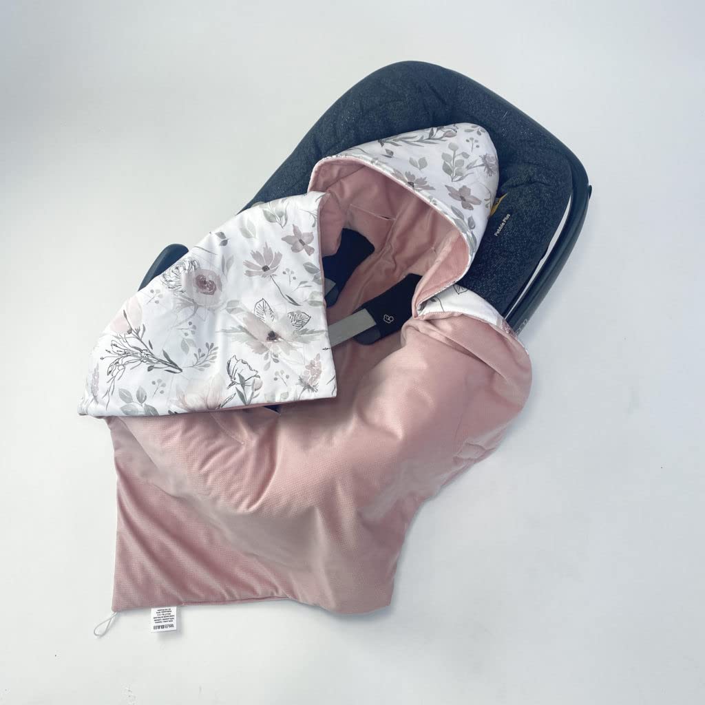 BABEES Einschlagdecke für Babyschale Autositz, Universal, Frühling Sommer Minky Baby Decke mit Klett