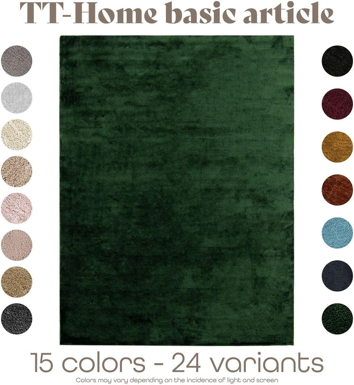 TT Home Teppich Wohnzimmer Kurzflor Anti-Rutsch Rückseite Einfarbiges Design Waschbar, Farbe: Dunkel