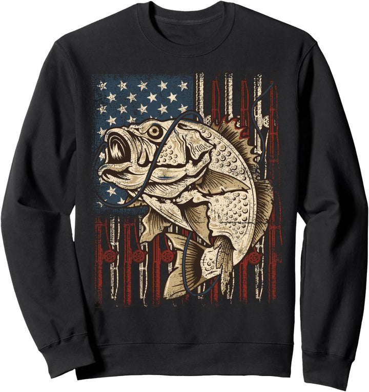 Amerikanische Vintage-Flagge, Meeresangler, zum Angeln für Sie und Ihn. Sweatshirt
