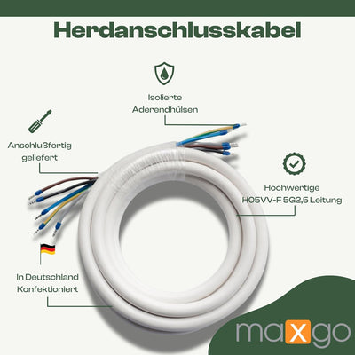 netbote24® Herdanschlusskabel 2m H05VV-F 5x2,5 Kabel Herd Anschlusskabel Anschluss-Set für Backöfen