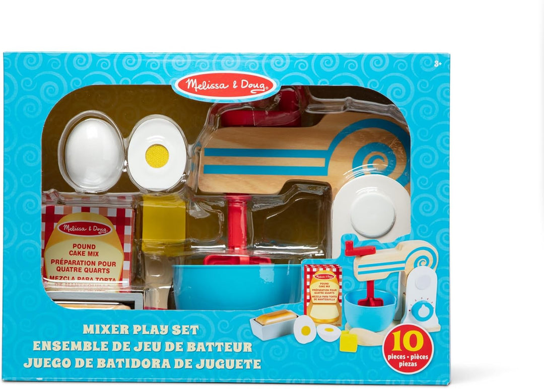 Melissa & Doug 19840 Wooden Make-a-Cake Mixer Set | Pretend Play | Play Food | 3+ | Gift for Boy or