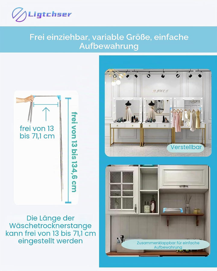 Ligtchser Tragbarer Reise-Kleiderständer, zusammenklappbar, für Tanzen, Reisen, Camping, Trocknen, W