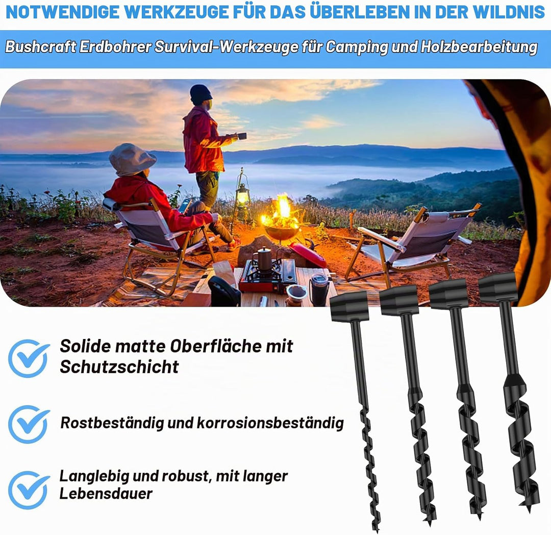Handbohrer Bushcraft Manueller Schraubenschlüssel,Schwerlast-Stahl Scotch Eye Holz Handbohrer Bushcr