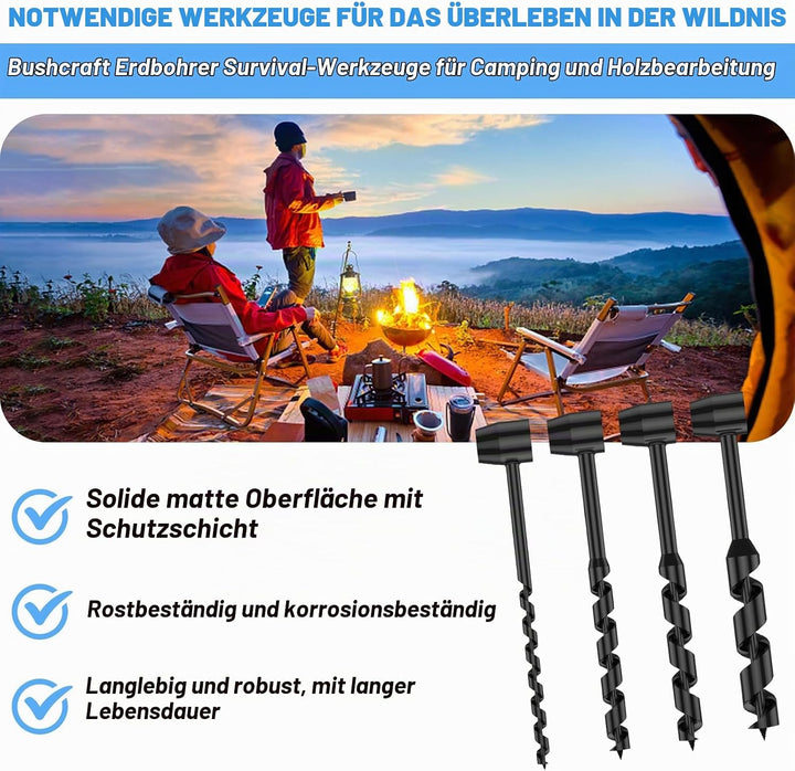 Handbohrer Bushcraft Manueller Schraubenschlüssel,Schwerlast-Stahl Scotch Eye Holz Handbohrer Bushcr