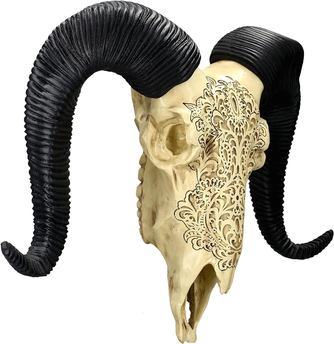 Pacific Giftware Wandrelief Widderschädel gross 49 cm | Western Deko Totenschädel Wand Trophäe Stier