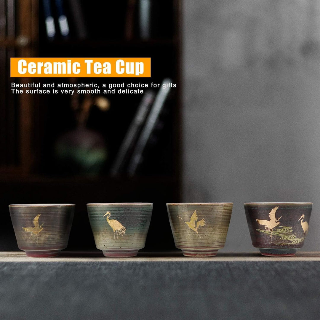4 Stück Keramikbecher, Keramik-Teetassenset Retro-Tee-Becher in Der Chinesischen/Japanischen Kung-Fu