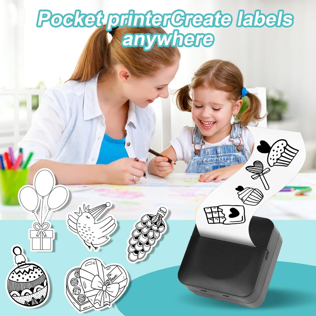 GuKKK Mini Drucker, Mobiler Fotodrucker, Tragbarer Mini Fotodrucker, Wireless Fotodrucker Thermodruc