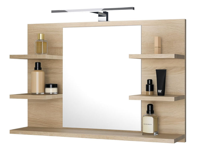 Badspiegel mit 5 Ablagen Badezimmerspiegel Spiegel Regal Wandspiegel Hängespiegel Badmöbel Spiegel F