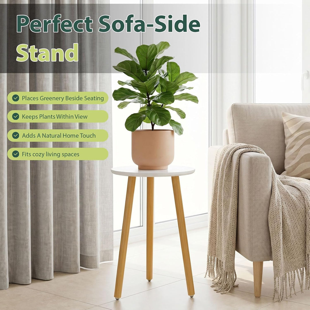 Pflanzenständer Hoch 42 cm, für Wohnzimmer, Balkon und Garten Deko, Moderner Pflanzenständer aus Hol