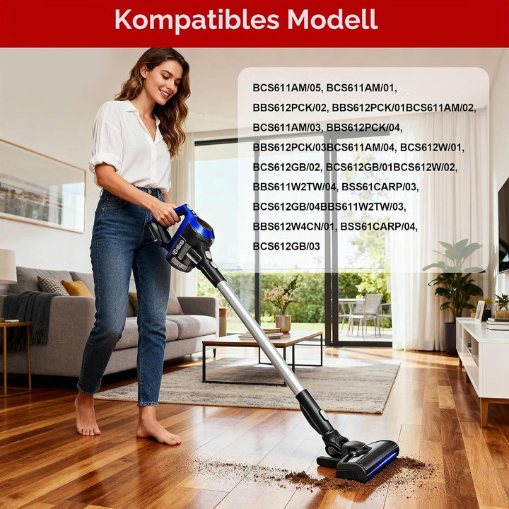 2 Stück Filter für Bosch Unlimited 6 Series mit Filterhalter und Bürste Staubsauger Zubehör Ersatzte
