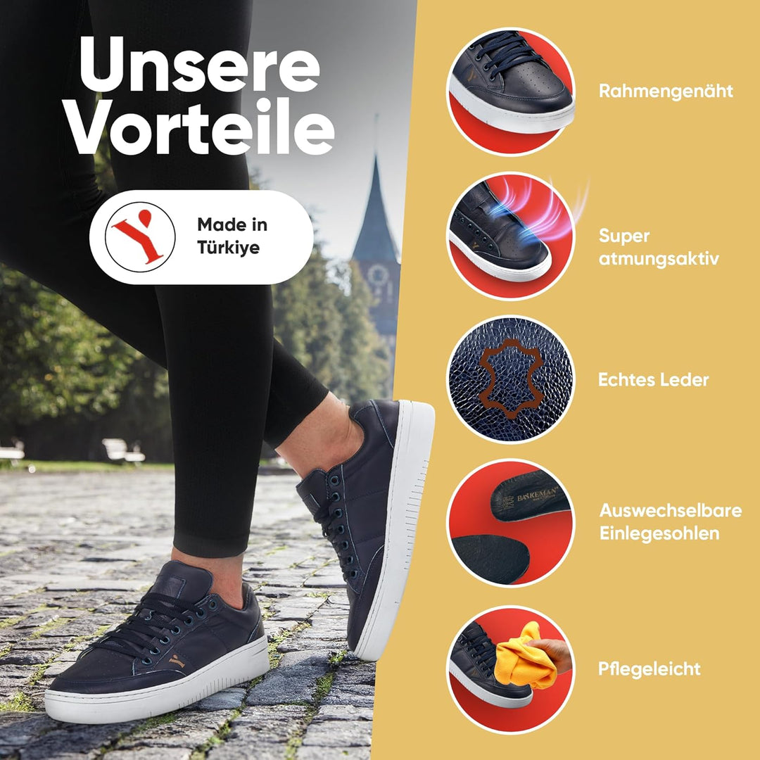 BAYKEMAN - Sneaker aus echtem Leder Unisex für Herren Damen Jungen Mädchen - sehr hochwertige, komfo