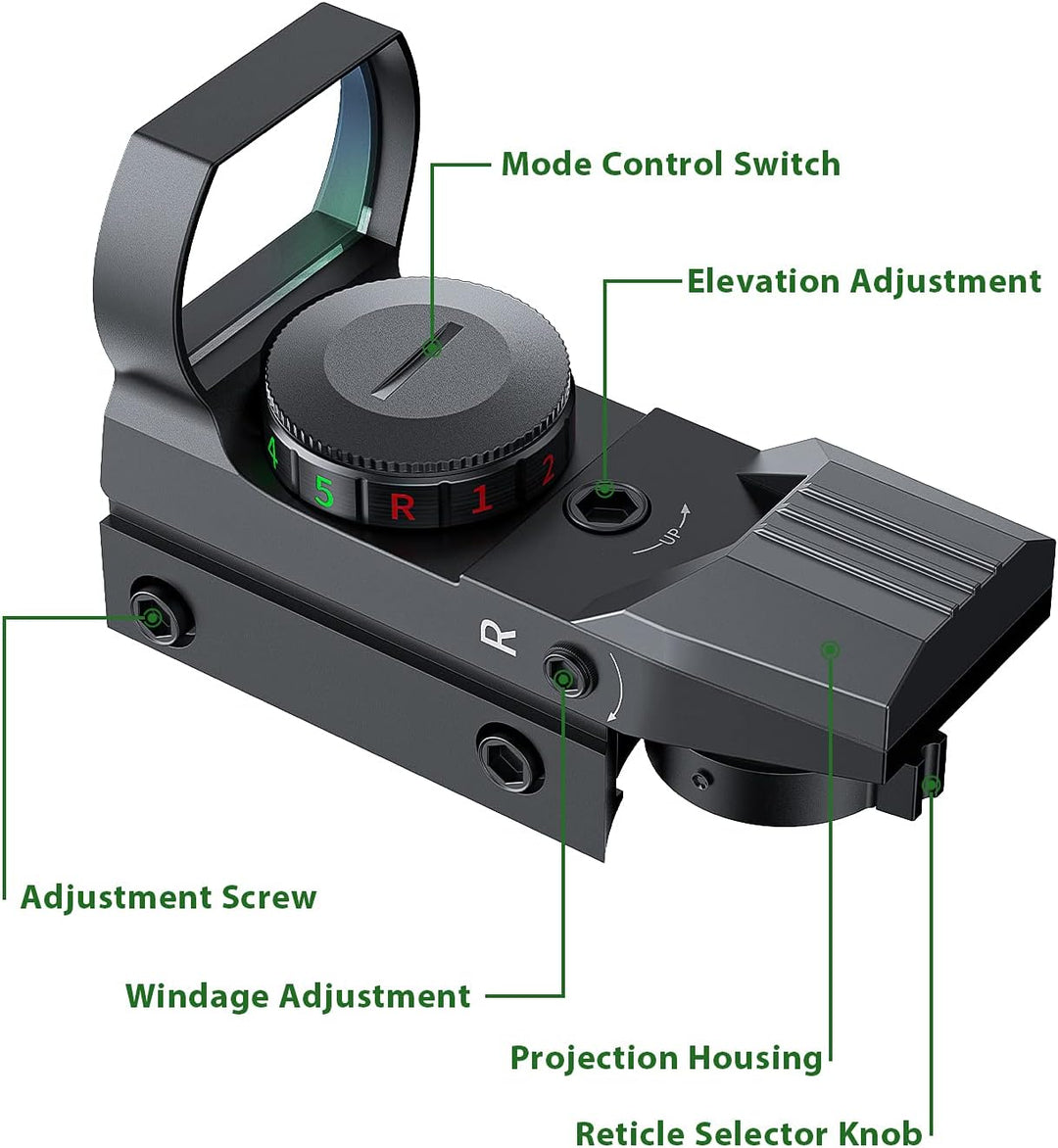 Paike Red Dot Sight Reflex Sights 4 Styles Reticles (11mm Rail)