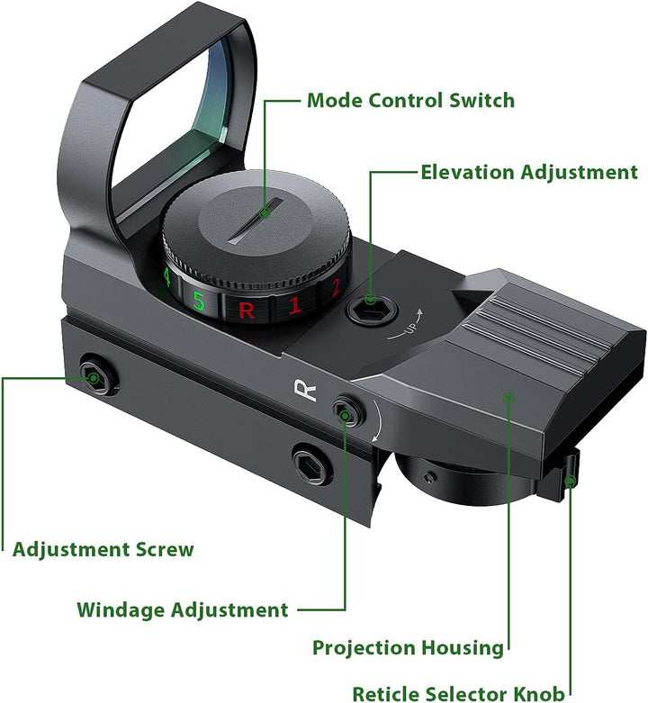 Paike Red Dot Sight Reflex Sights 4 Styles Reticles (11mm Rail)