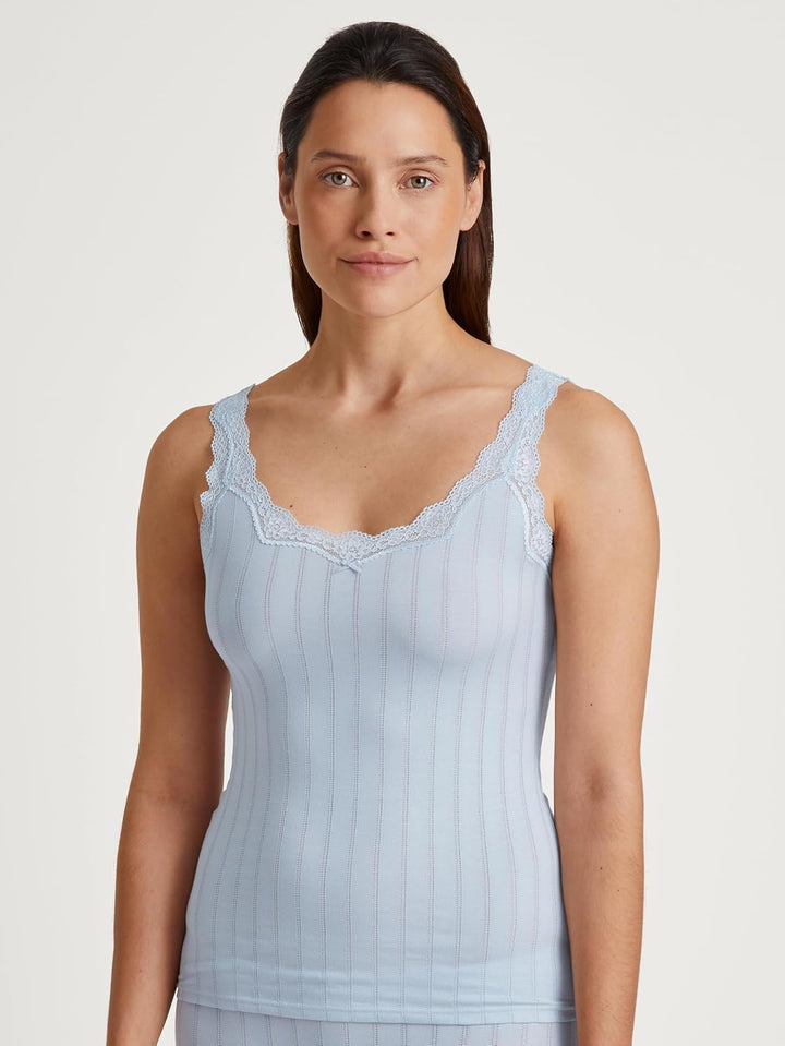 CALIDA Etude Toujours Tank Top Damen, mit Swiss+Cotton-Gütesiegel, edle Nadelstreifen-Optik, mit Spi