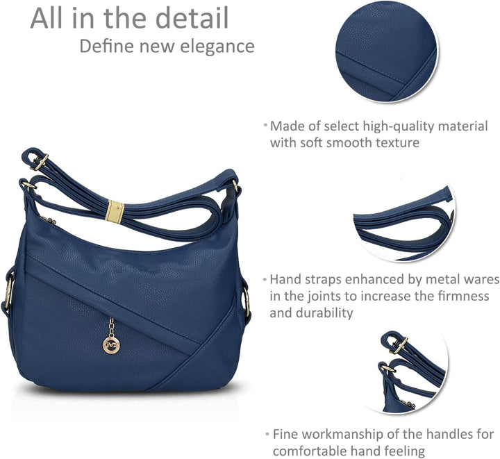 NICOLE & DORIS Damen Schultertasche Weiche Leder Frauen Umhängetasche Handtasche Damen Crossbody Mes