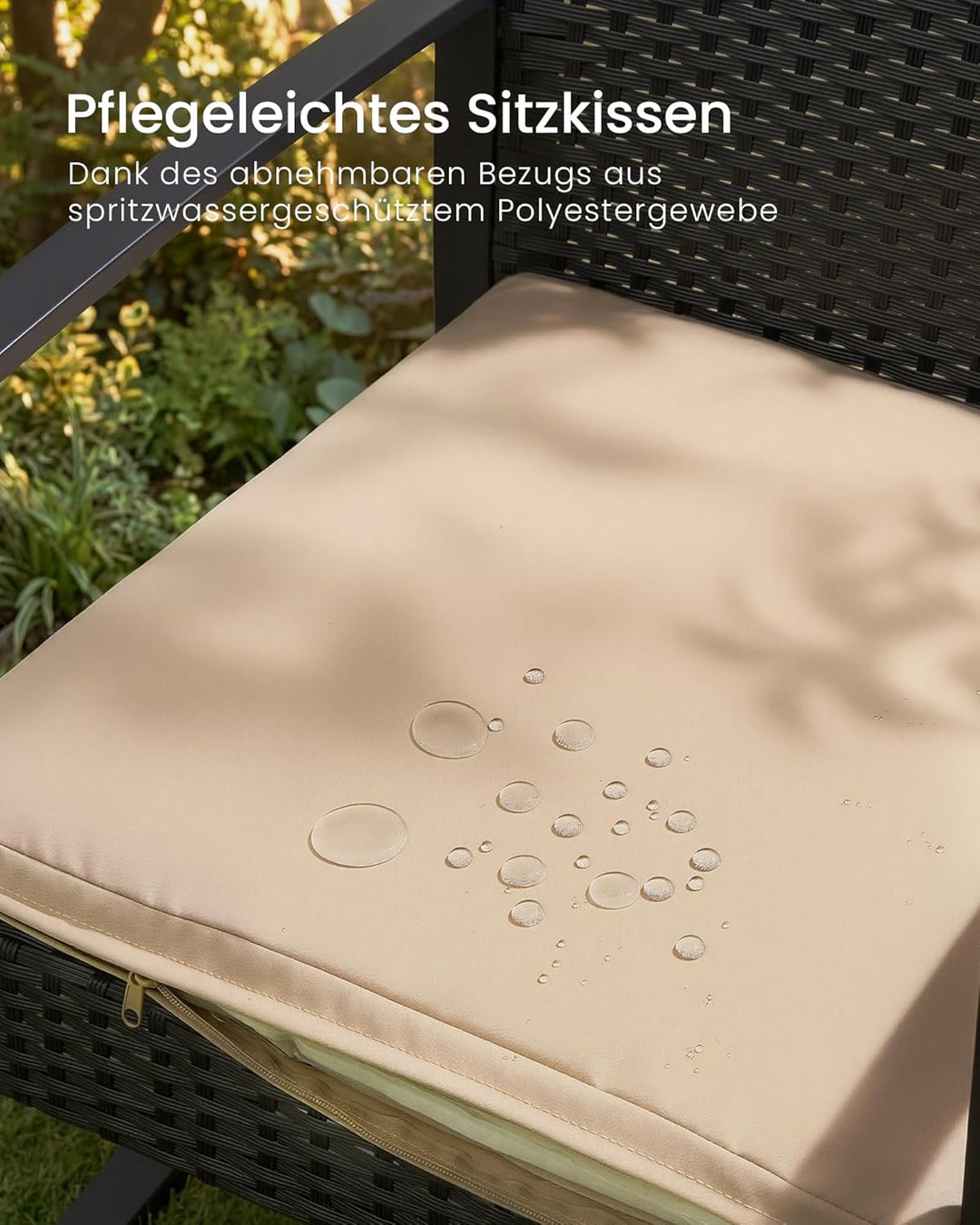 SONGMICS Balkonmöbel, Gartenmöbel-Set, aus PE-Polyrattan, Lounge-Set, Tisch und 2 Stühle, Terrassenm