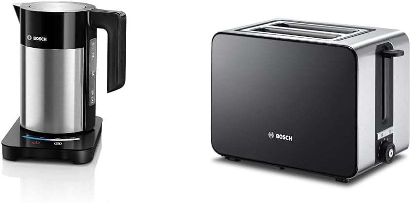 Bosch TWK7203 kabelloser Wasserkocher, Abschaltautomatik, 7 Temperatureinstellungen, 1,7 L, 2200 W,