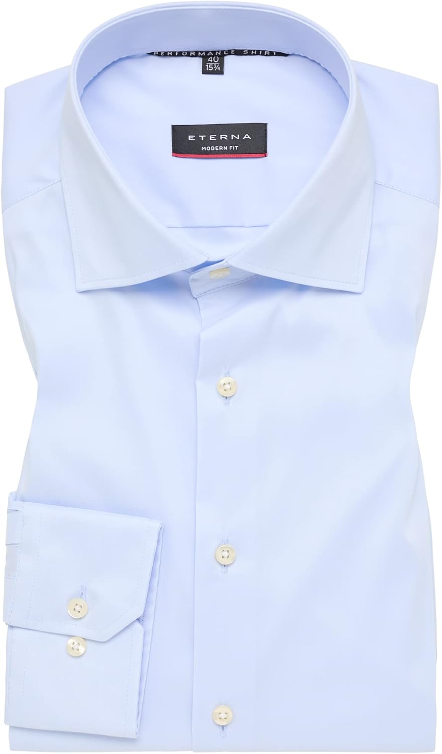 eterna Modern Fit Hemd Performence Langarm New Kent Stretch weiss 45 Aqua, 45 Aqua